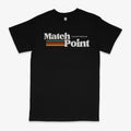 Black men's short sleeve T-shirt with a 3D digital printed pattern, round neck, on a mannequin.