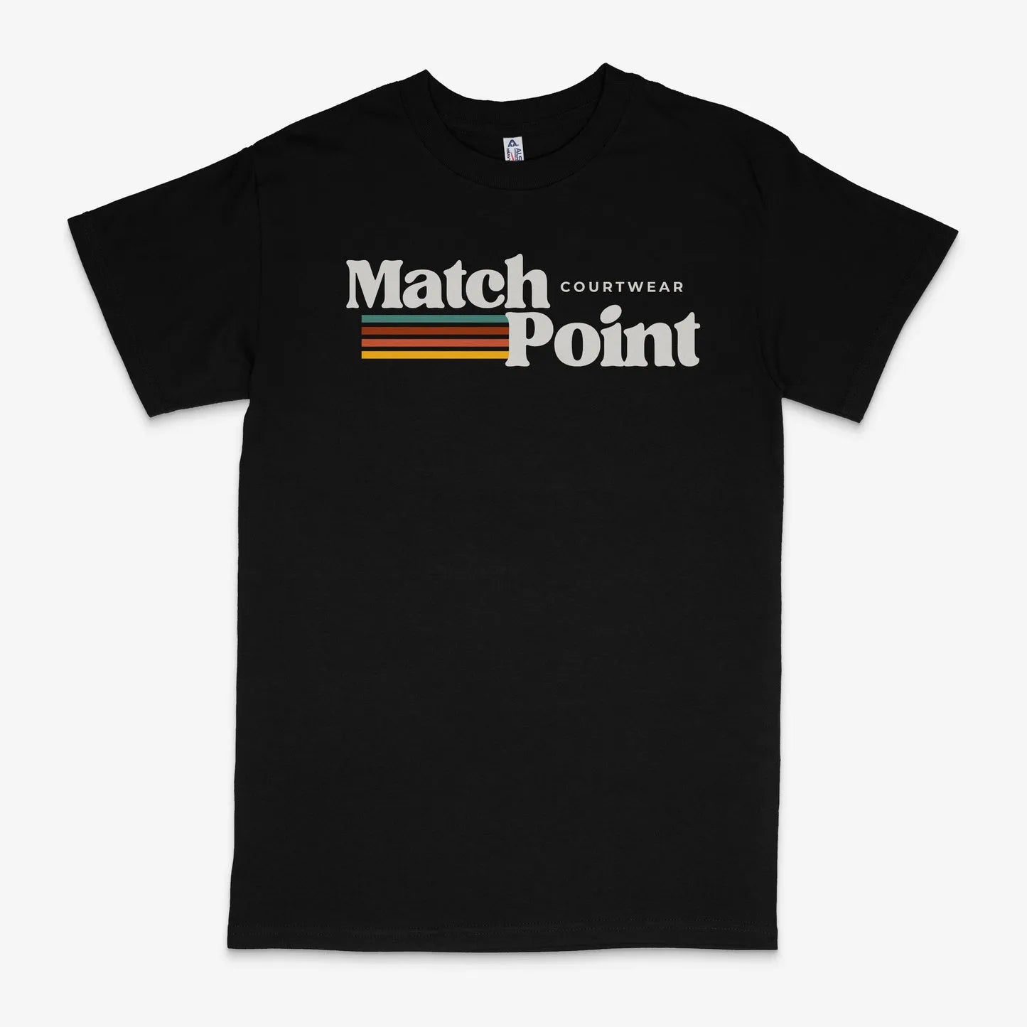 Black men's short sleeve T-shirt with a 3D digital printed pattern, round neck, on a mannequin.