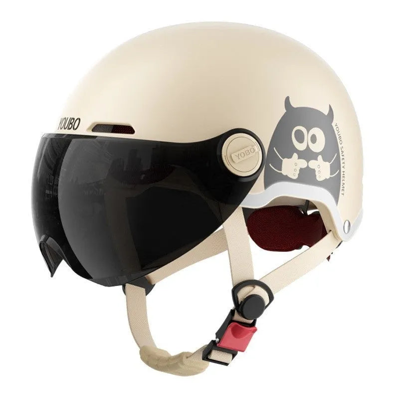 White universal electric motorcycle helmet with ABS shell and visor for commuting
