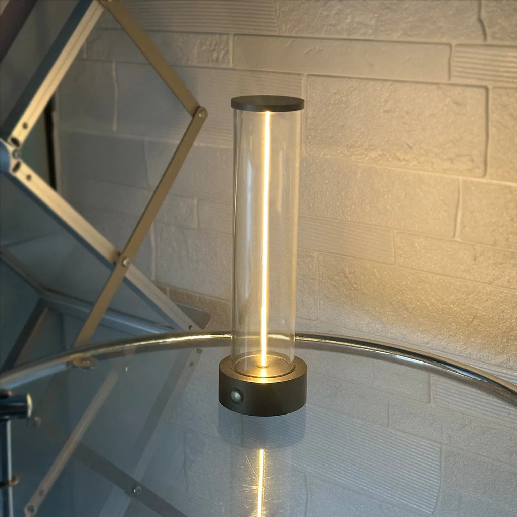 Modern glass LED light strip with magnetic suction backing measuring 53mm by 234mm