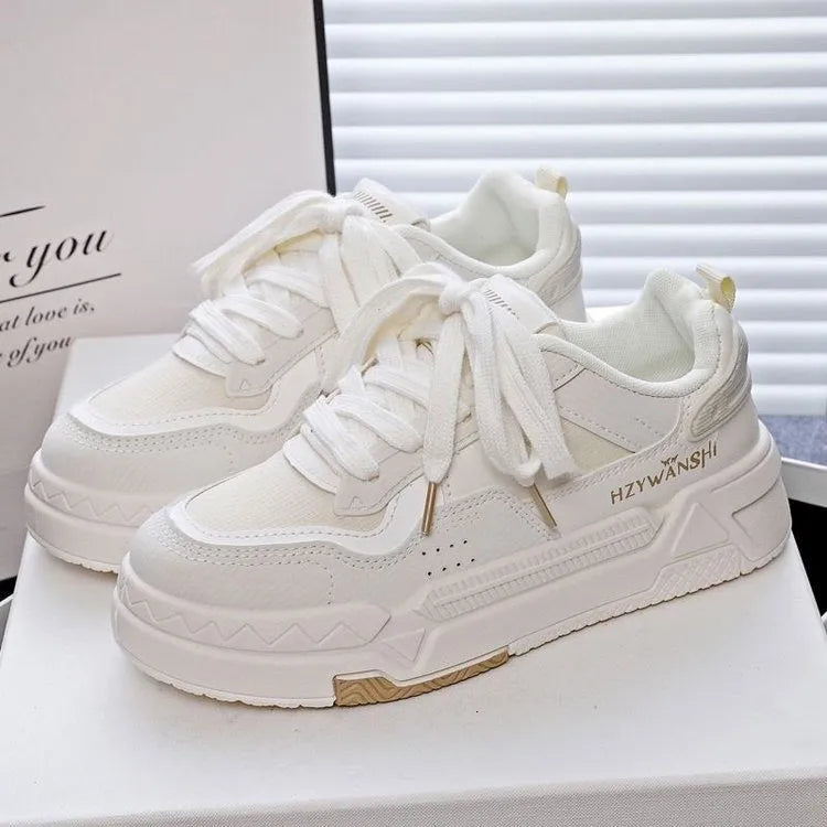 Children's board shoes with thick rubber soles and cross shoulder straps on synthetic leather upper