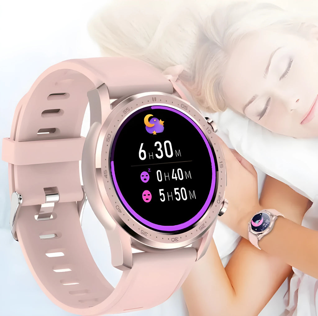 Youth2 Smart Bracelet with body temperature monitoring on a wrist, showing its black zinc alloy case and 1.3-inch screen.