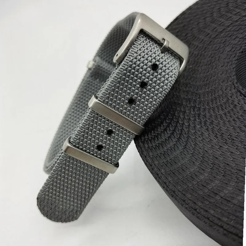Textile nylon integrated watch strap in Army Green colour showing the 20mm width.