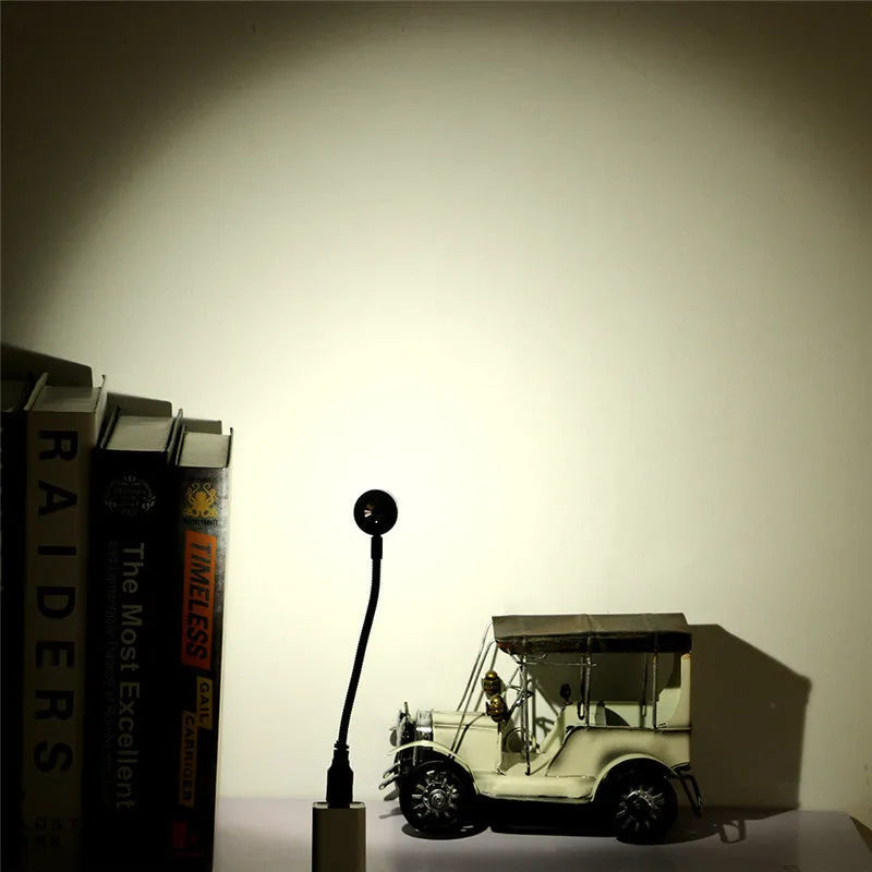 USB plug-in LED night light with aluminium shade in 180mm size, cartoon style, warm light colour