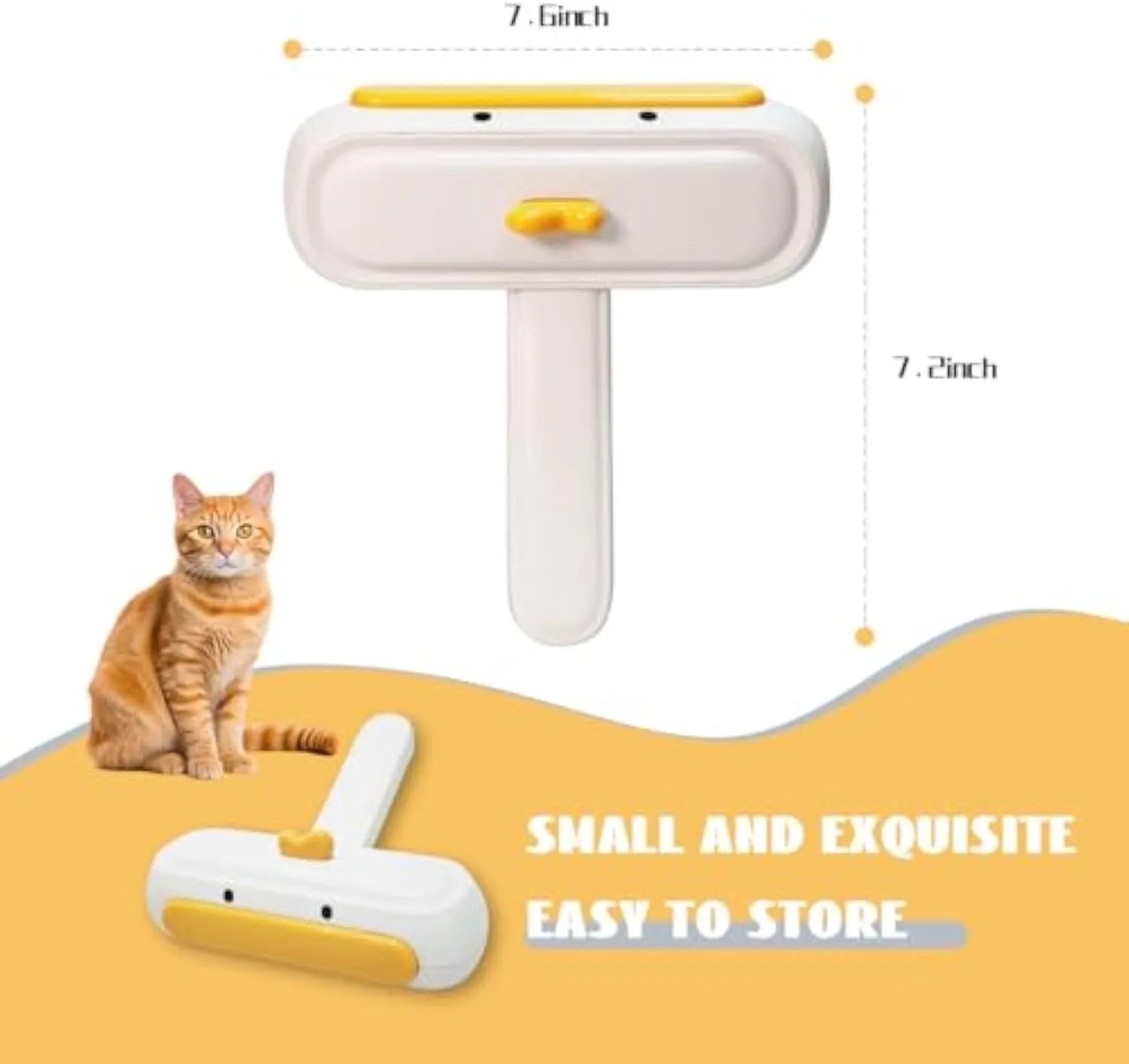 Yellow duck design portable pet hair removal brush with plastic body and polyester bristles