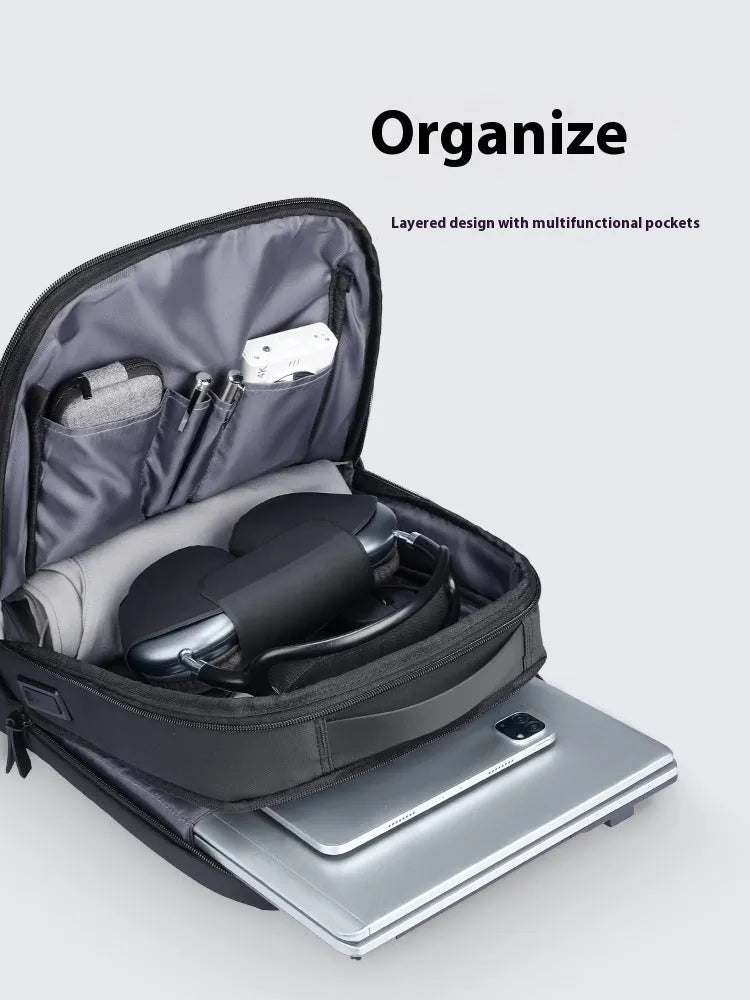 Graphite grey USB business backpack made from Oxford cloth with charging interface