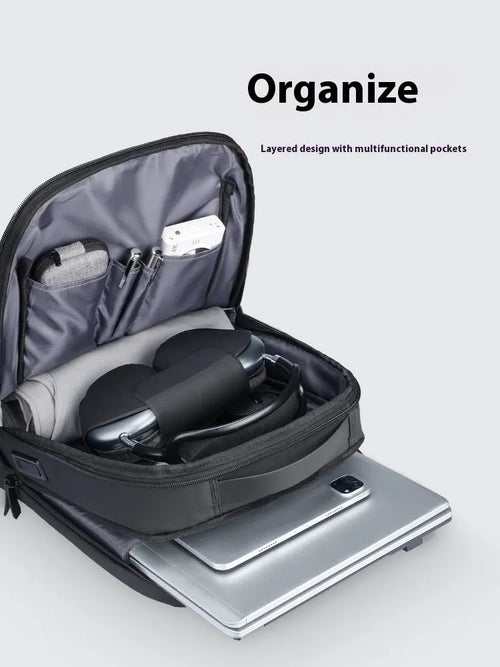 Graphite grey USB business backpack made from Oxford cloth with charging interface
