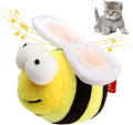 Yellow flannelette bee-shaped electronic cat toy with motion-activated sound