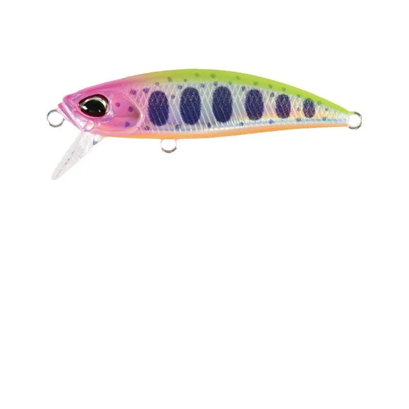A Japanese submerged mino fishing lure measuring 48mm, shown in one of 14 available colours.