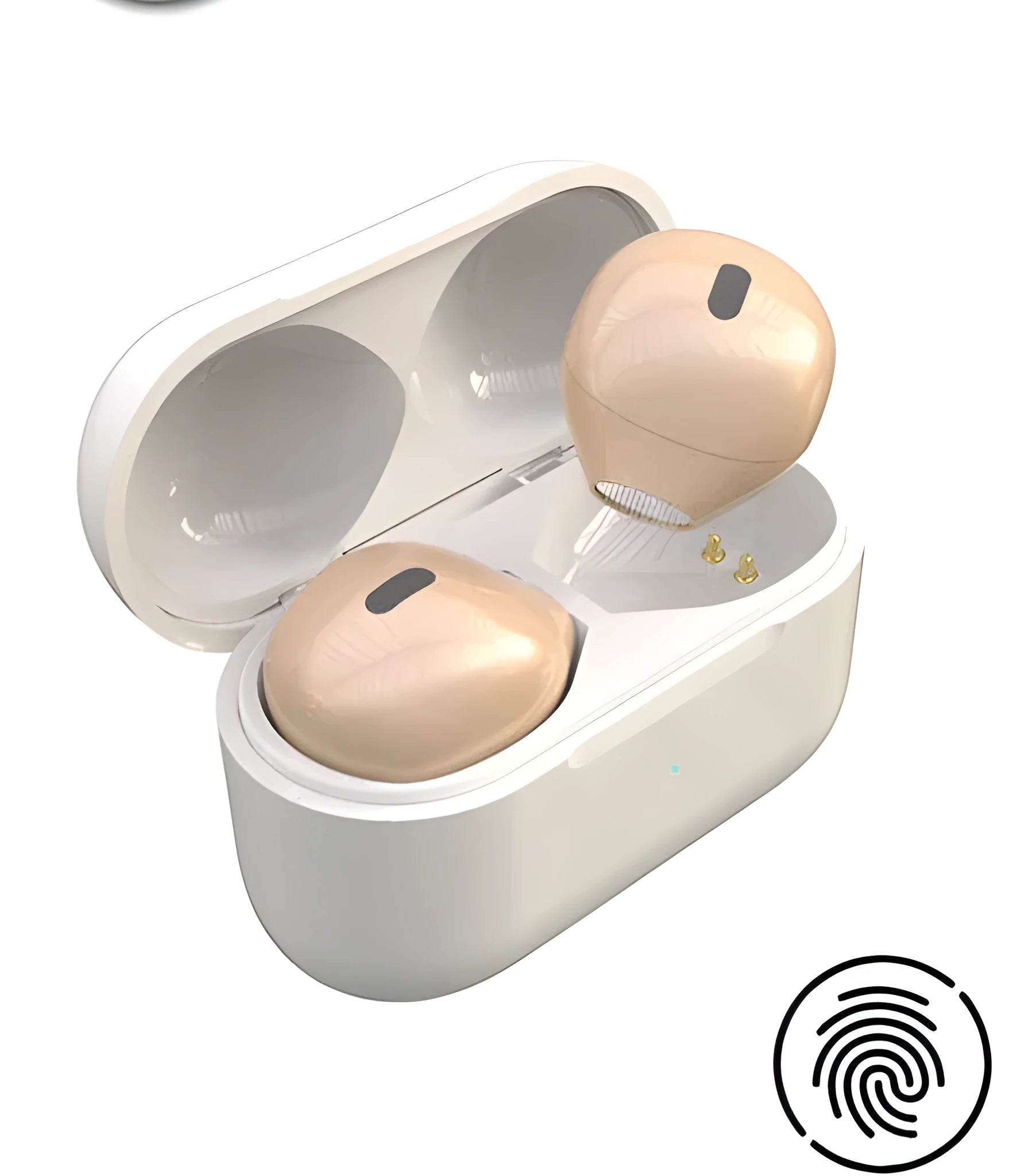Discreet skin-coloured 9mm wireless Bluetooth earplug headset for single or binaural use.