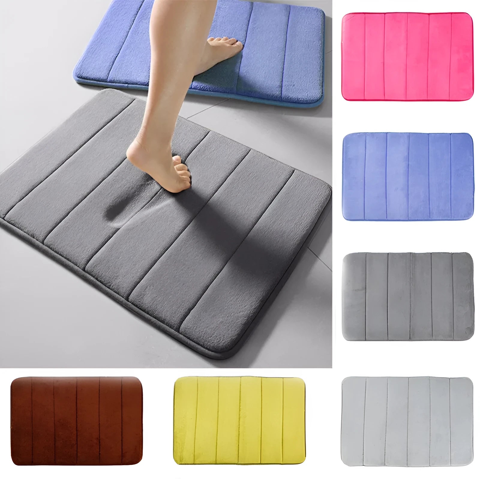 Coral fleece non-slip bath mat in 40x60cm size, placed on bathroom floor with water absorbent surface