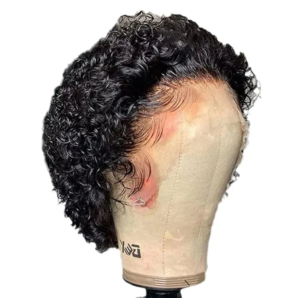 Black human hair lace front wig cap for daily wear
