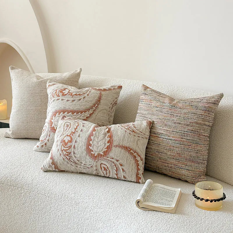 American-style jacquard sofa pillow backrest cover with paisley floral pattern in amber colours.