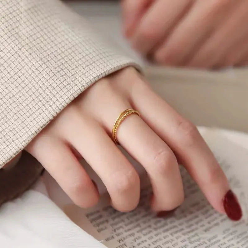 Brass gold plated women's ring in twist and simple bracelet designs with matte or glossy finish
