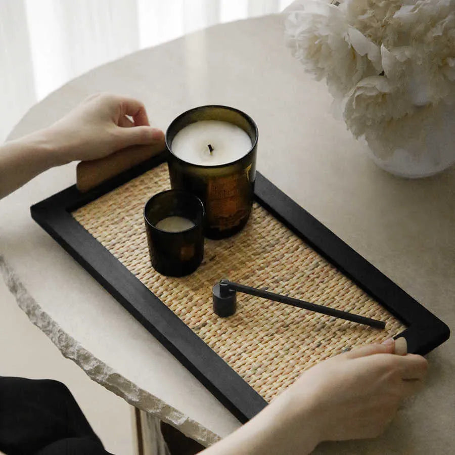 Pine wood dining tray with compartmentalised elegant house design, shown in small and large size options.