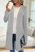Long sleeve loose fit knitted cardigan jacket in black colour