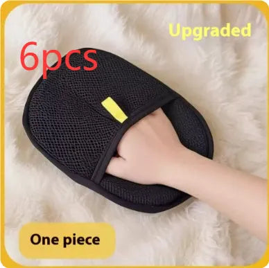 Black pet hair removal glove with silicone bristles for dog cat grooming