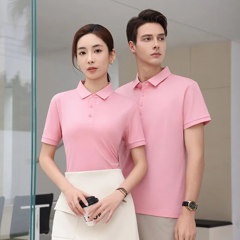High-end workwear polo shirt for men summer short sleeve cotton blend solid colour regular fit