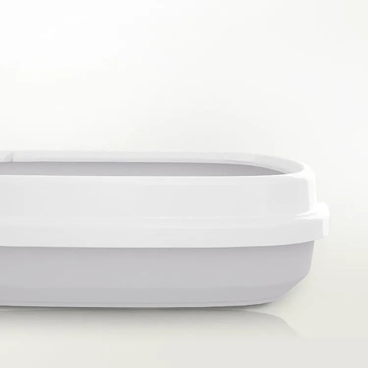 Semi-closed plastic cat litter box with scoop, S size, in grey colour