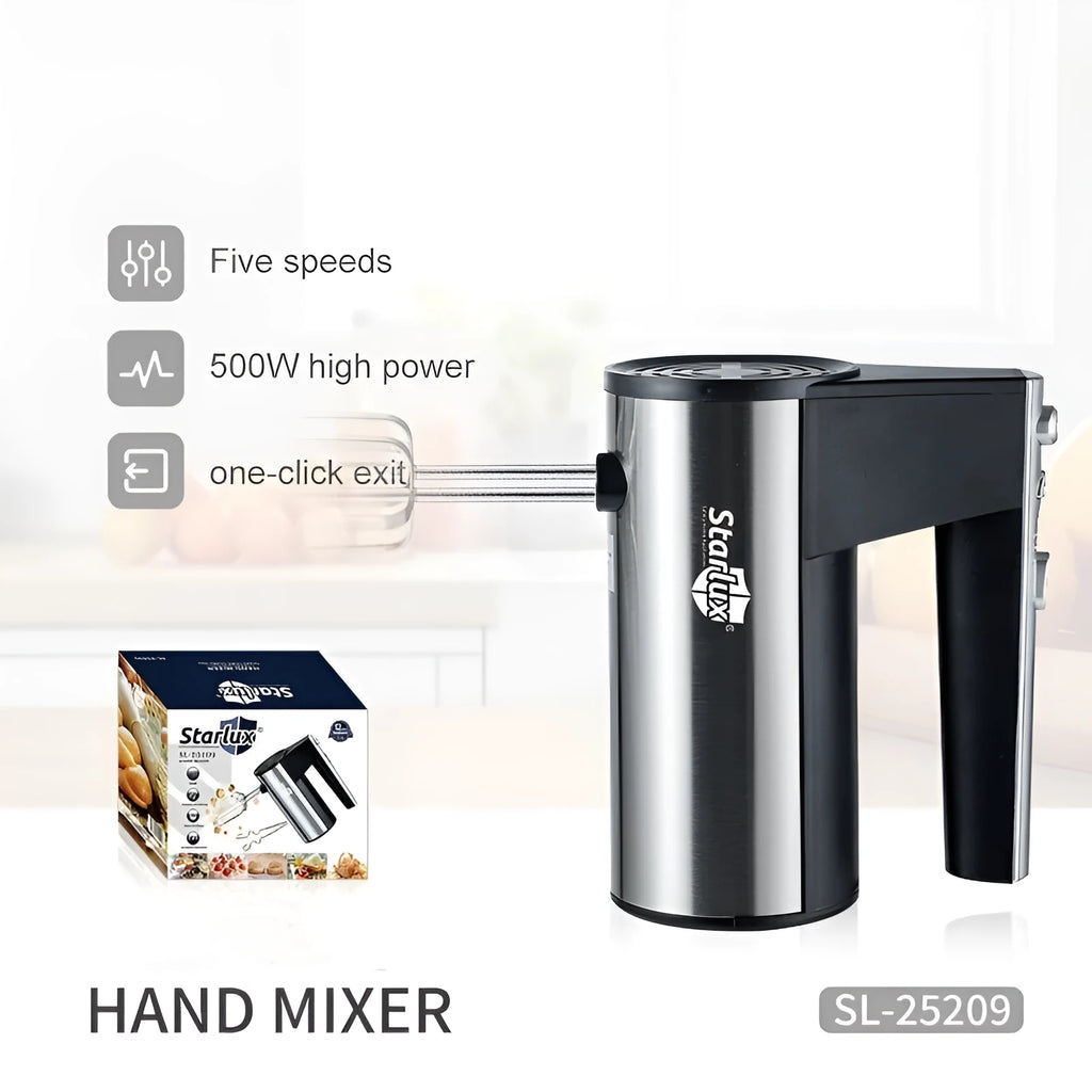 SL-25209 electric hand mixer with 5-speed settings and 500W motor power for baking tasks