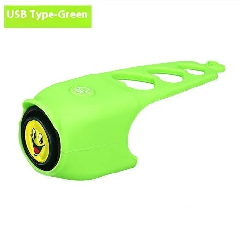 Electronic bicycle horn for handlebars in plastic, available in black green purple white red blue, with button battery power