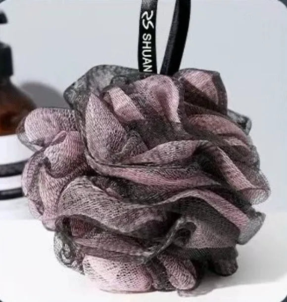 Loofah bath foaming mesh sponge in pink, white, green, blue, purple - 11cm diameter PE sponge for gentle exfoliation