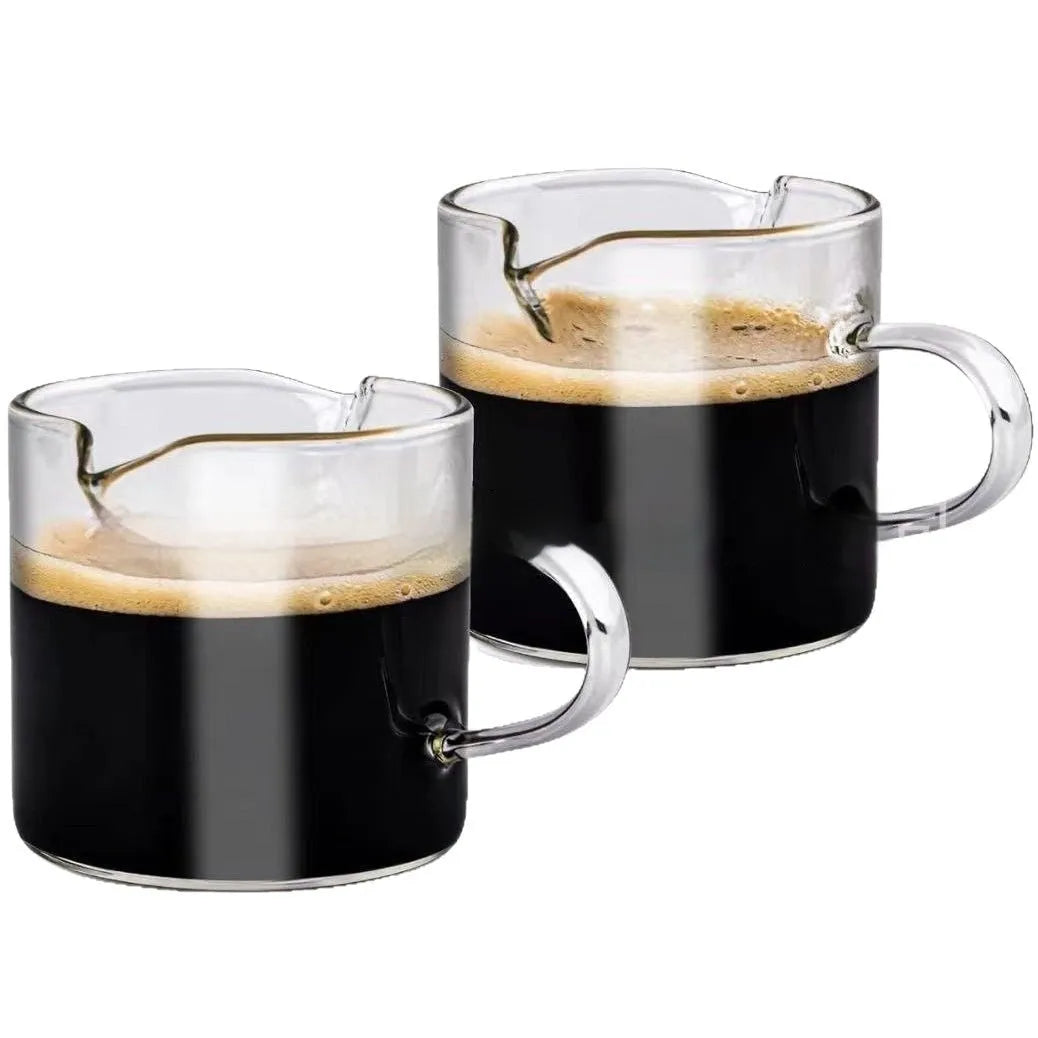 White double mouth transparent glass coffee cups in modern simplicity style