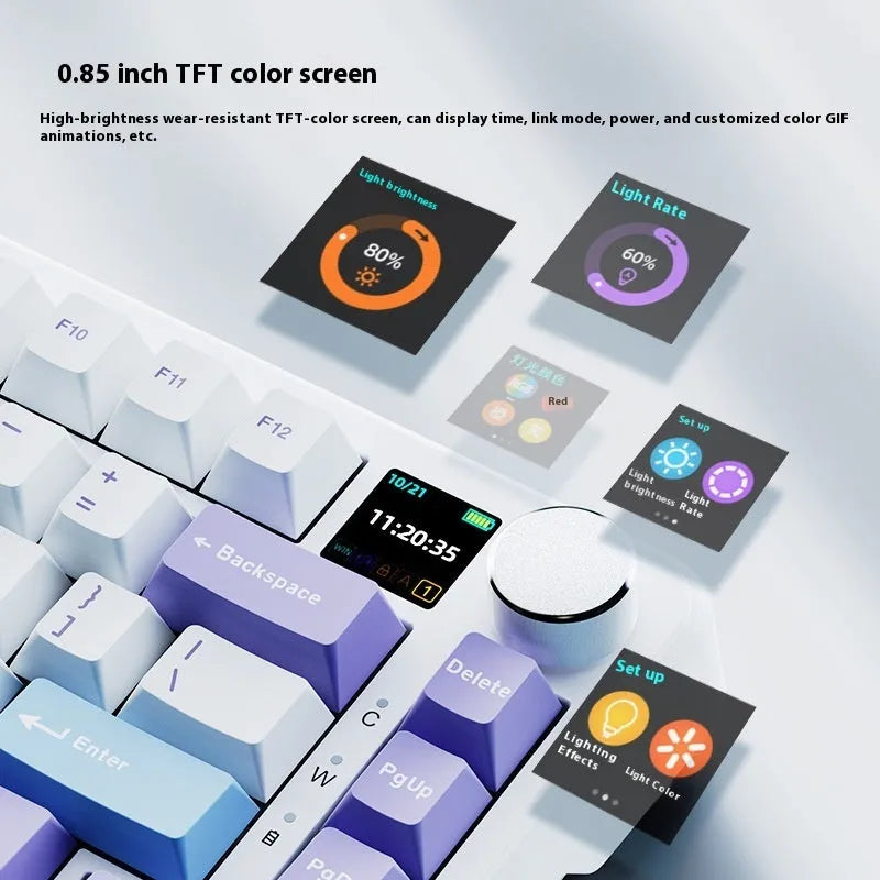 Three-mode wireless mechanical keyboard with hot-swappable switches in black, grey and yellow colour scheme