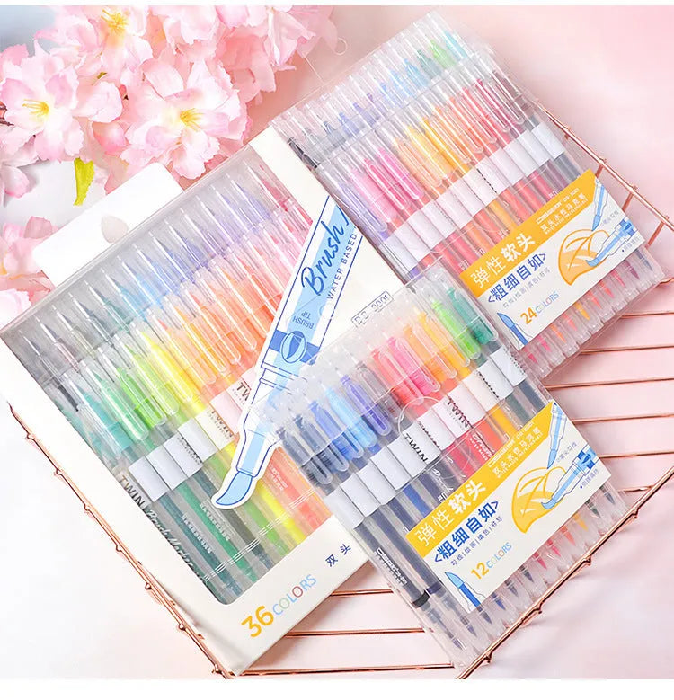 Art Hair Note Pen Color Calligraphy markers set with 36 colour pens for writing and hair art