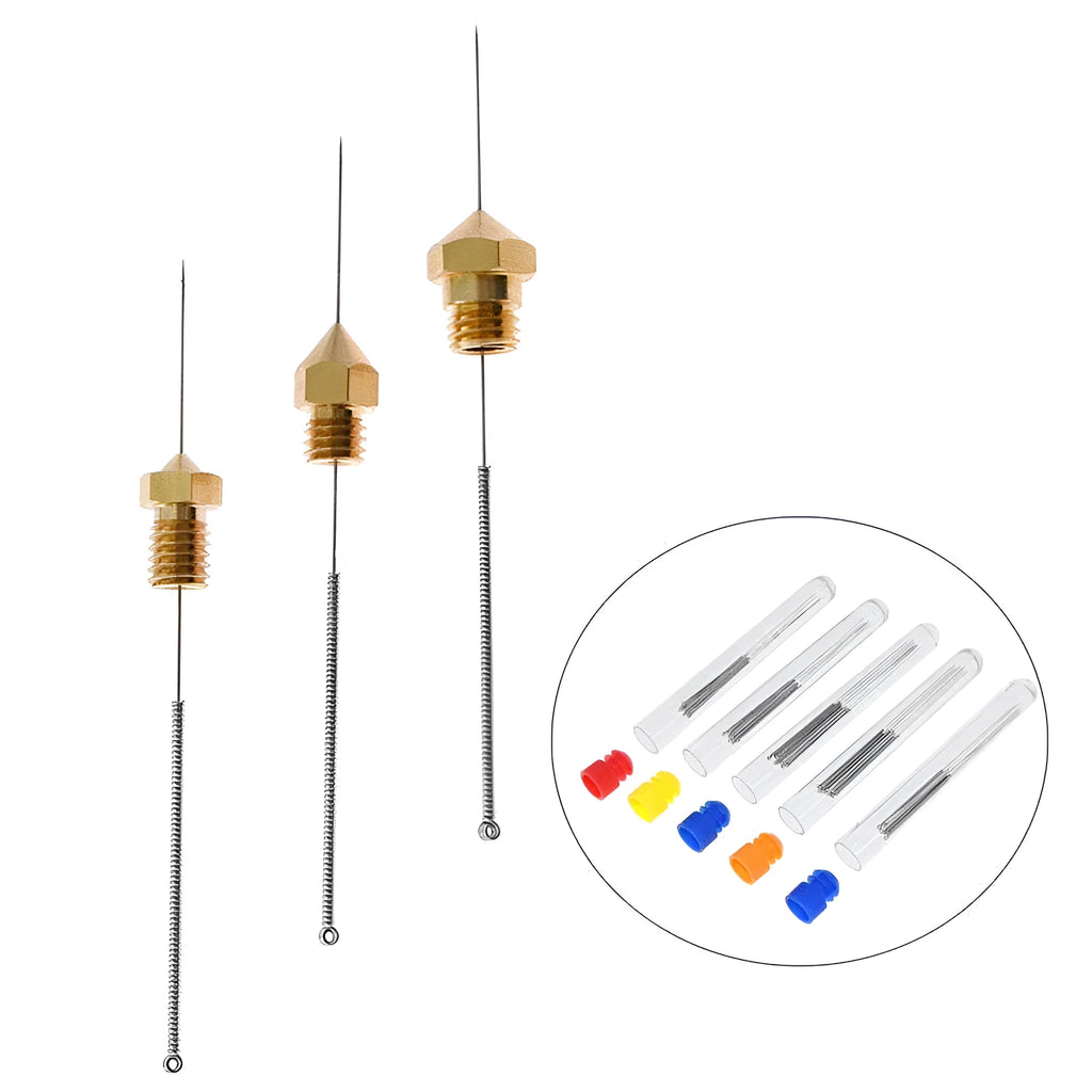Mk8 E3D 3D printer nozzle cleaning needle set with ten pieces in multiple diameter sizes