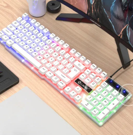 TX35 mechanical feeling wired keyboard in white plastic for laptop desktop use with USB cable