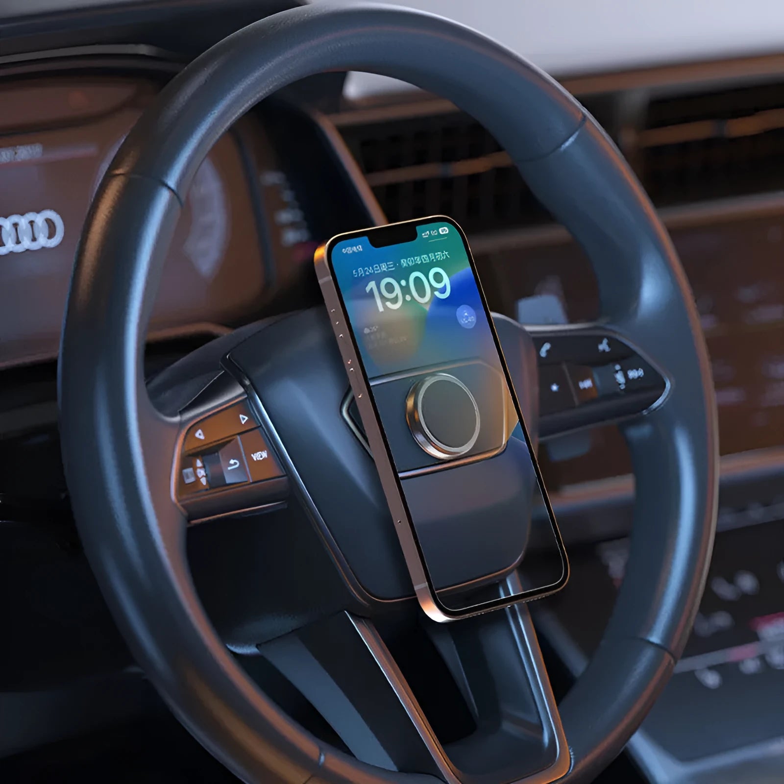 Obsidian black magnetic phone holder with centripetal force technology and alloy construction