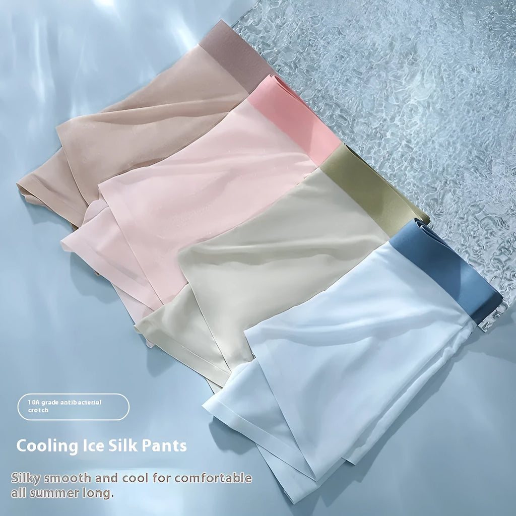 Men's ice silk shorts in bean green with a mid-waist, seamless design.