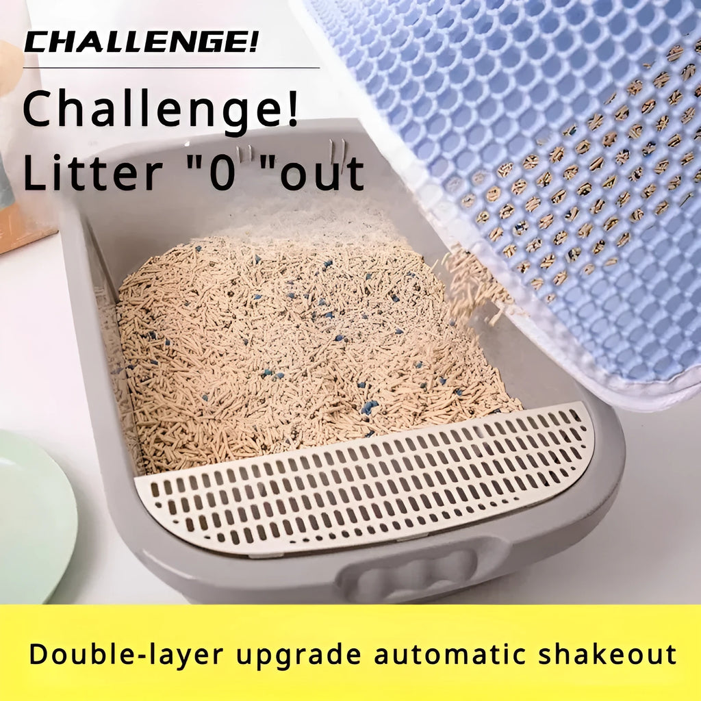 Double layer waterproof cat litter mat in beige colour with non-slip backing
