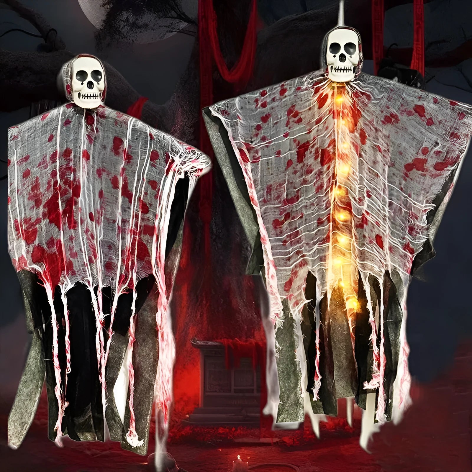 Halloween decoration blood-dyed luminous skull hanging ghost plastic ornament