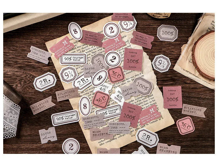 Mini Label Series retro hand account DIY decoration base paper 45 sheets in Kraft box