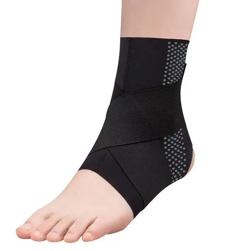 Adjustable ankle support brace in Lycra cloth with compression protection for sports and rehabilitation