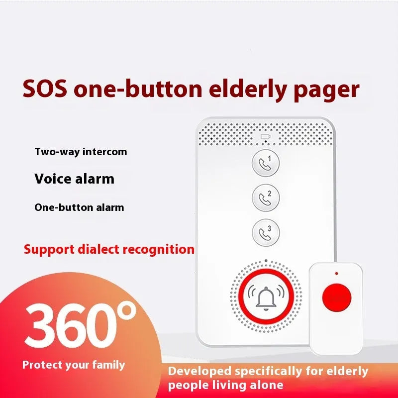 White elderly emergency alert device with voice alarm buzzer and three SOS call buttons