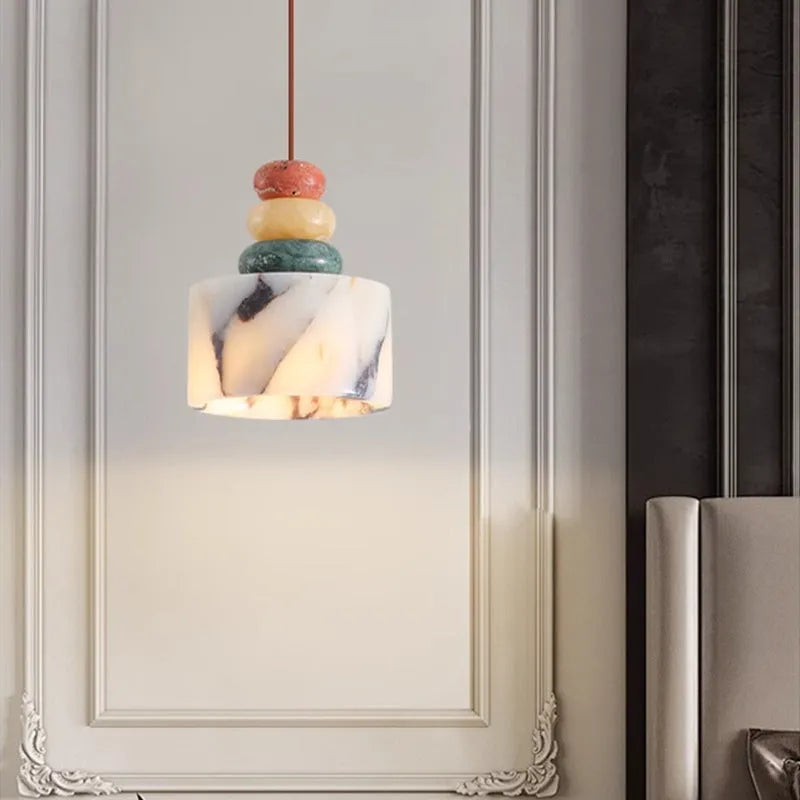 Modern simplicity bedroom bedside pendant lamp with 12cm diameter and LED warm light