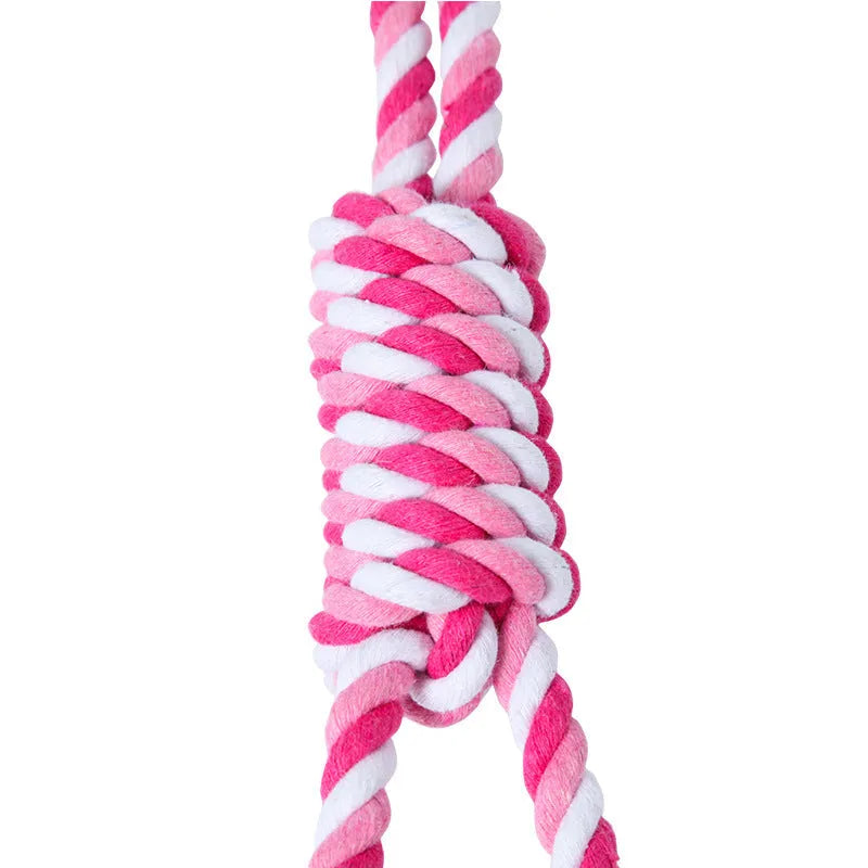 38 cm long cotton string dog toy for medium to large breeds in red, white and blue colour options