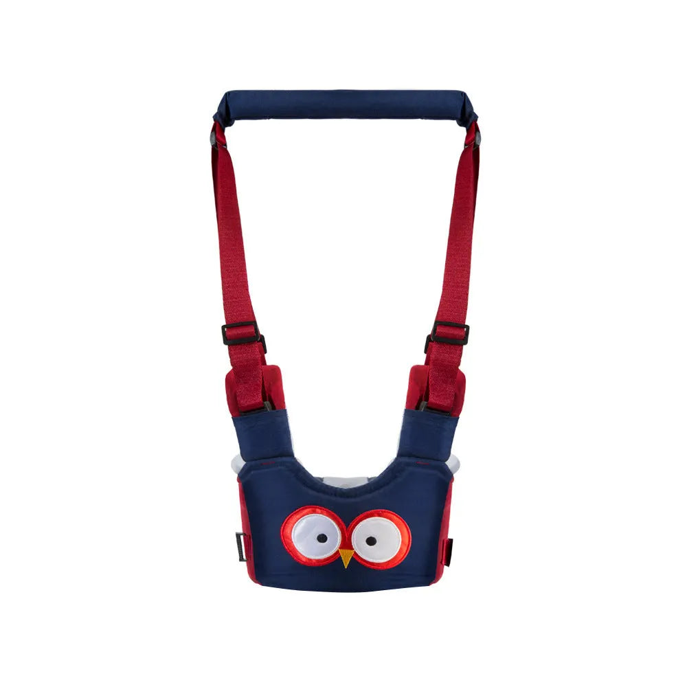 Baby walking harness belt with adjustable straps and removable crotch support in blue colour