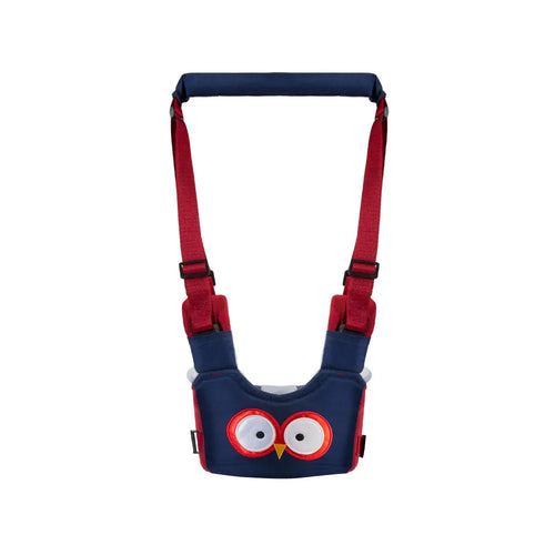Baby walking harness belt with adjustable straps and removable crotch support in blue colour