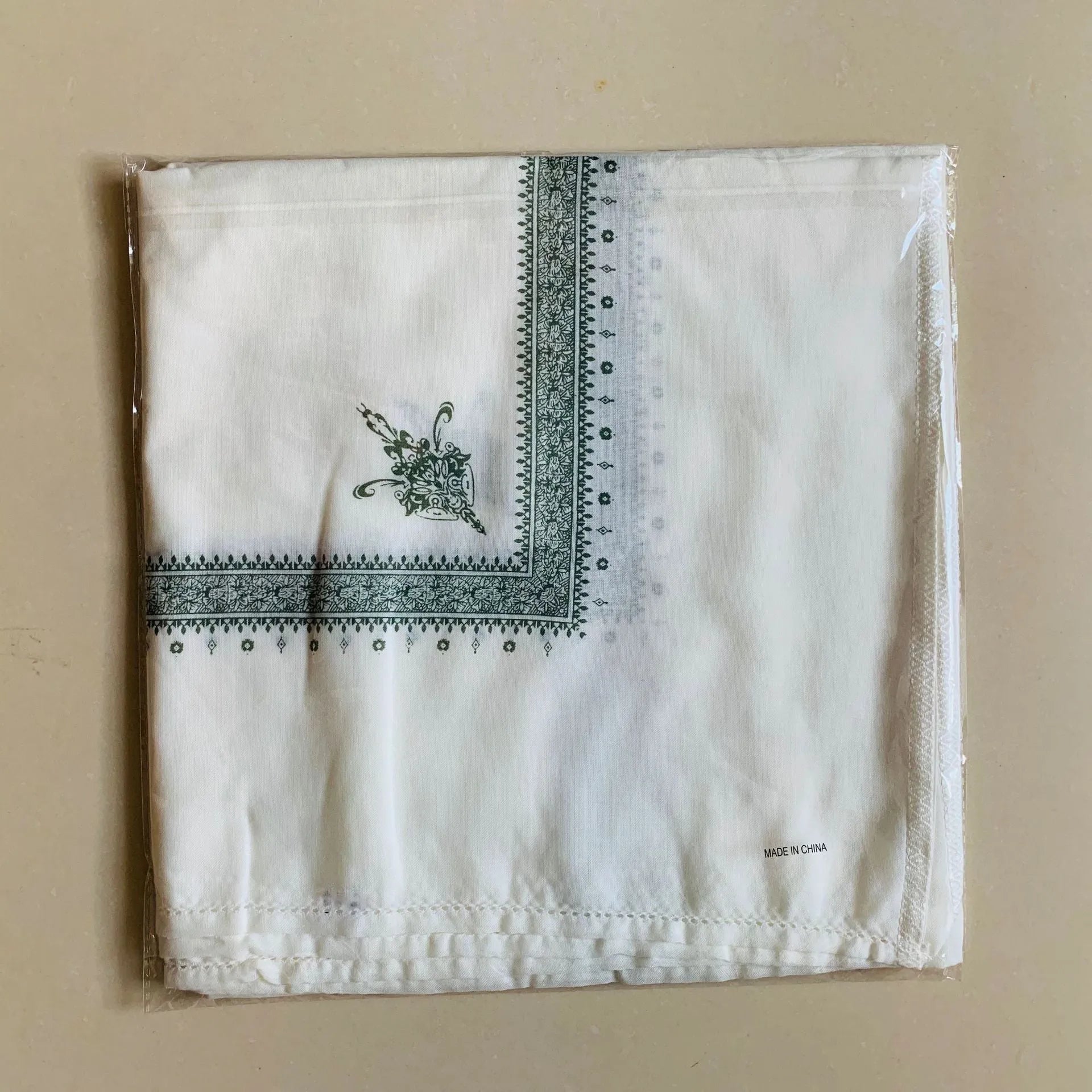 Square printed polyester scarf showing 138cm dimensions in choice of six colours for men and women