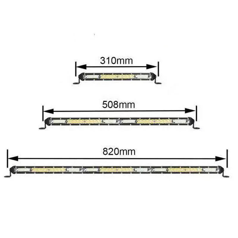 Ultra-thin white aluminum LED strip light for vehicle roof installation measuring 820mm long