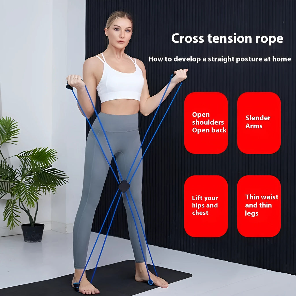 Blue eight character puller TPR resistance fitness equipment for shoulder workouts