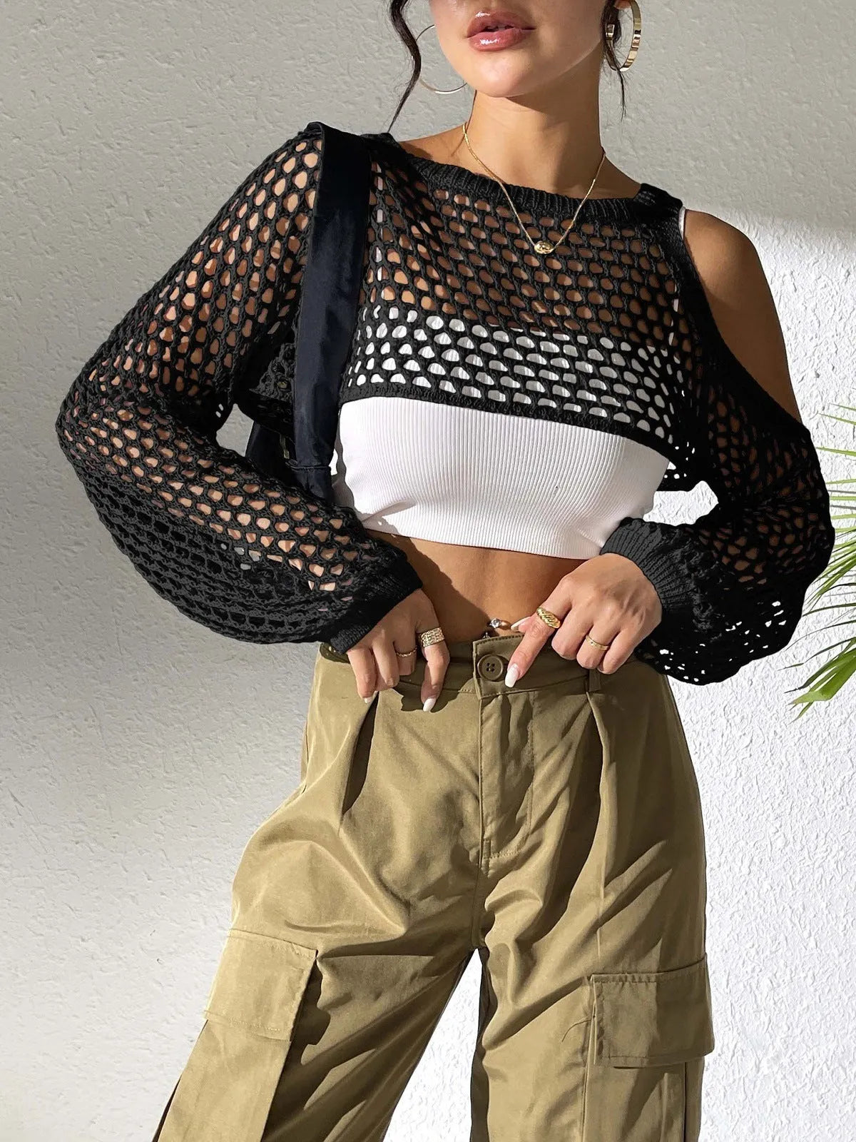 Sexy navel hollowed mesh beach shirt for couples in army green colour