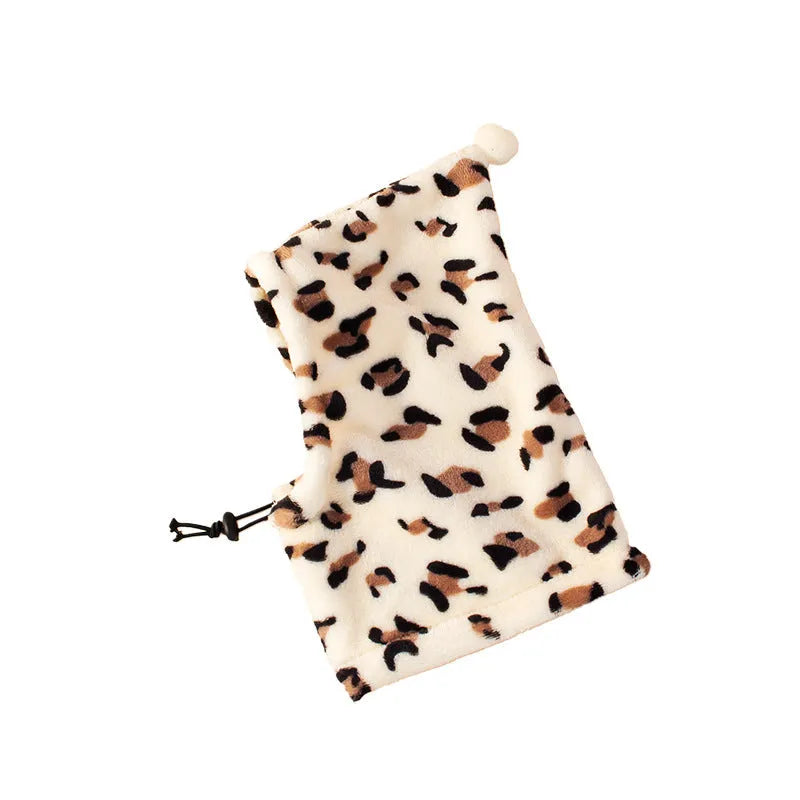Cloth pet headgear with bear headdress and rabbit ears in leopard print colour