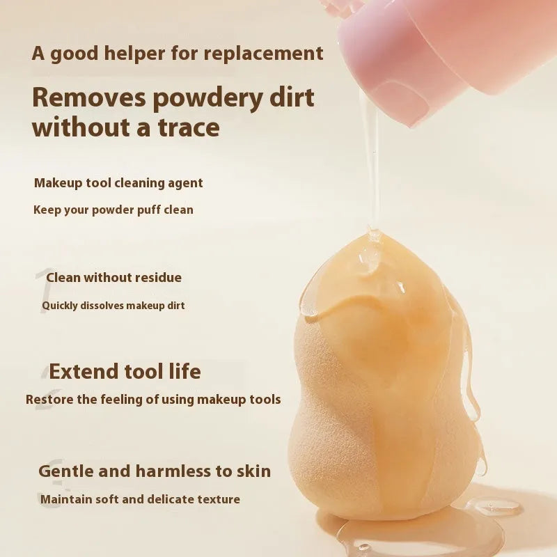 Makeup brush cleaner kit with 80ml detergent and 75ml spray for sponge and beauty blender cleaning