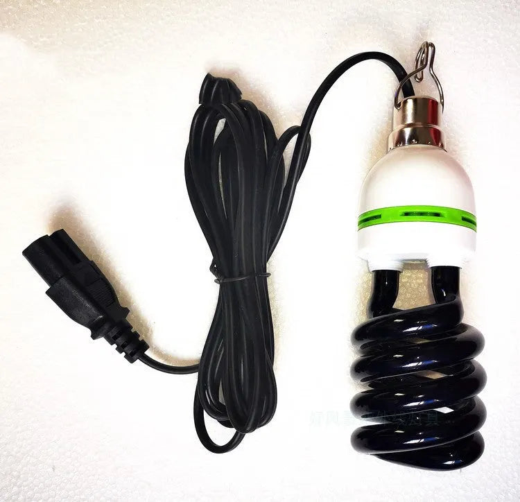 Black outdoor insect trapping light for fish ponds and farms with multiple voltage options