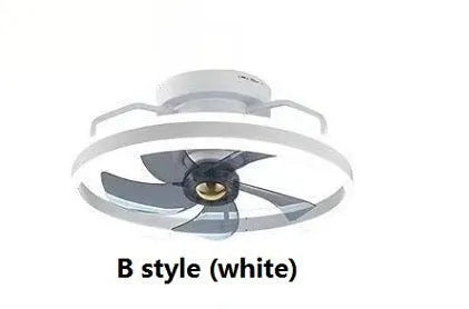 Modern simple ceiling fan lamp with light, 50cm diameter, shown in a selection of colours.